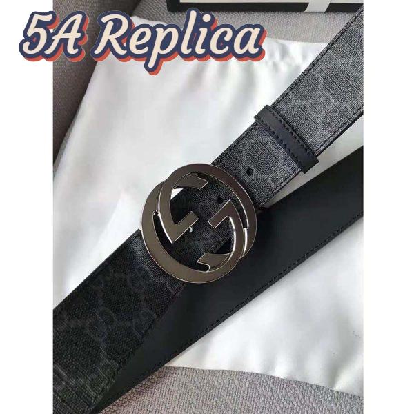 Replica Gucci Unisex GG Supreme Belt with G Buckle in Black/Grey GG Supreme Canvas 9
