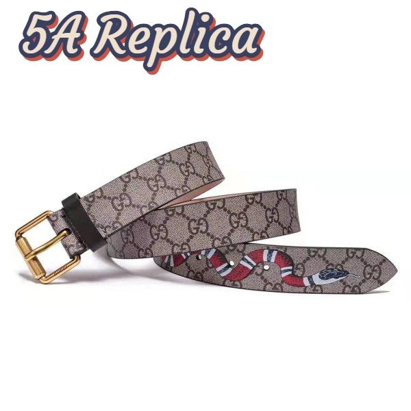 Replica Gucci Unisex GG Supreme Belt with Kingsnake Print in Beige/Ebony GG Supreme Canvas 4
