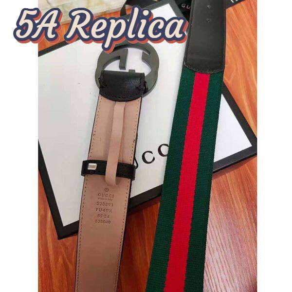 Replica Gucci Unisex GG Web Belt with G Buckle in Green and Red Web 9