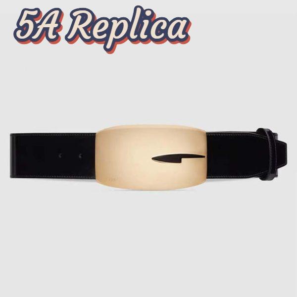 Replica Gucci Unisex GG Wide Belt Retro G Buckle Black Patent Leather 4.8 CM Width