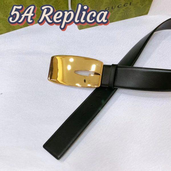 Replica Gucci Unisex GG Wide Belt Retro G Buckle Black Patent Leather 4.8 CM Width 4