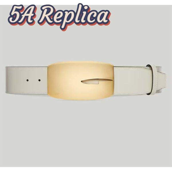 Replica Gucci Unisex GG Wide Belt Retro G Buckle White Patent Leather 4.8 CM Width 2