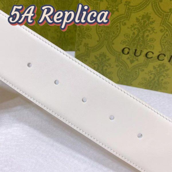 Replica Gucci Unisex GG Wide Belt Retro G Buckle White Patent Leather 4.8 CM Width 5
