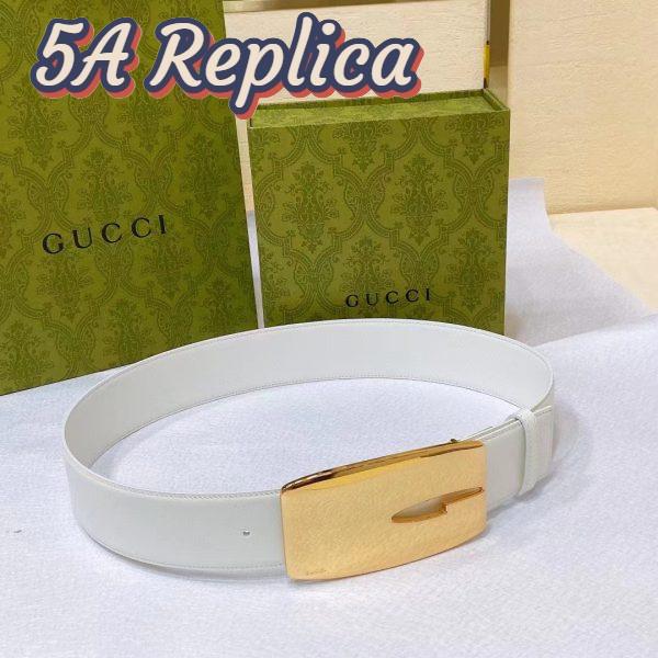 Replica Gucci Unisex GG Wide Belt Retro G Buckle White Patent Leather 4.8 CM Width 6