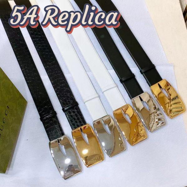 Replica Gucci Unisex GG Wide Belt Retro G Buckle White Patent Leather 4.8 CM Width 10