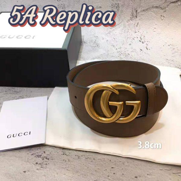 Replica Gucci Unisex Gucci Leather Belt with Double G Buckle in Cuir Color Leather 3