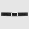 Replica Gucci Unisex Gucci Signature Leather Belt with Interlocking G Buckle-Black 16