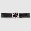 Replica Gucci Unisex Gucci Signature Leather Belt with Interlocking G Buckle-Brown 11