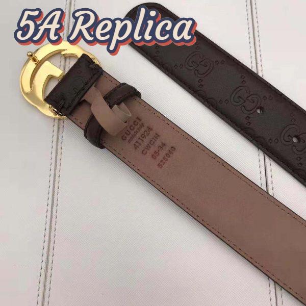 Replica Gucci Unisex Gucci Signature Leather Belt with Interlocking G Buckle-Brown 7
