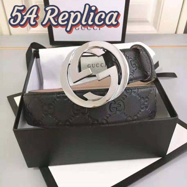 Replica Gucci Unisex Gucci Signature Leather Belt-Black 4