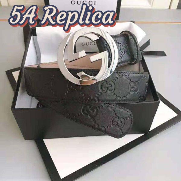 Replica Gucci Unisex Gucci Signature Leather Belt-Black 5