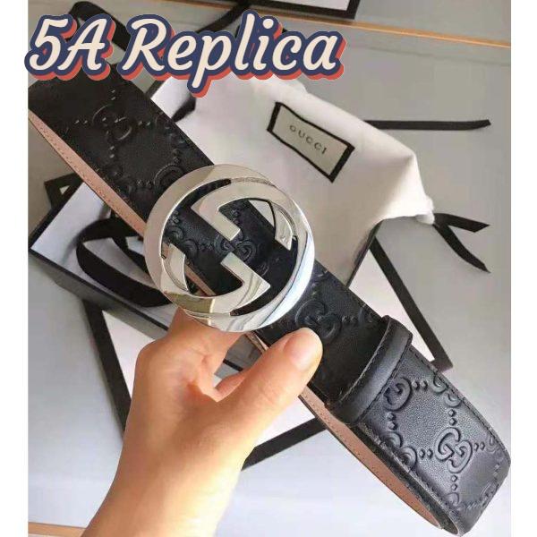 Replica Gucci Unisex Gucci Signature Leather Belt-Black 8