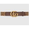 Replica Gucci Unisex Leather Belt Pearl Double G Red 3.8 CM Width 15