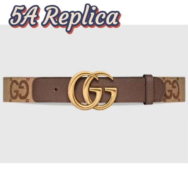 Replica Gucci Unisex Jumbo GG Canvas Marmont Wide Belt Double G Buckle 4 cm Width