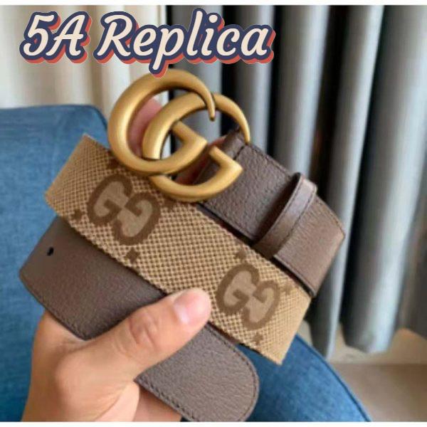 Replica Gucci Unisex Jumbo GG Canvas Marmont Wide Belt Double G Buckle 4 cm Width 6