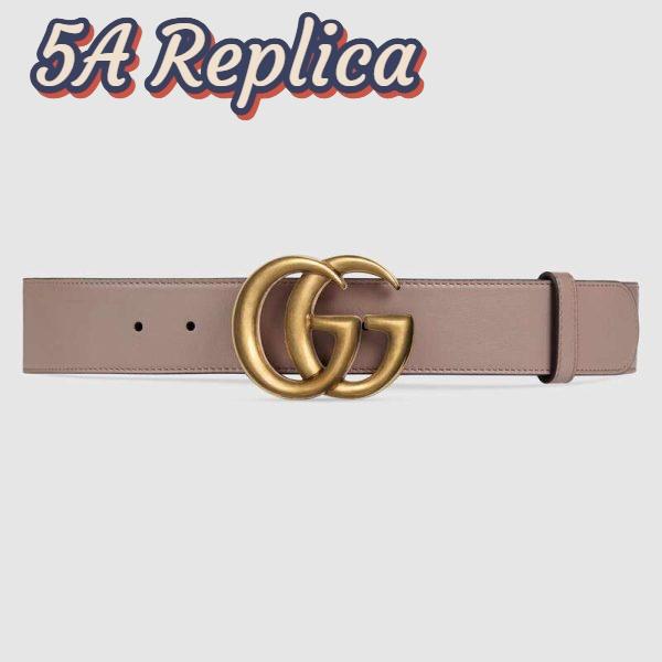 Replica Gucci Unisex Leather Belt with Double G Buckle