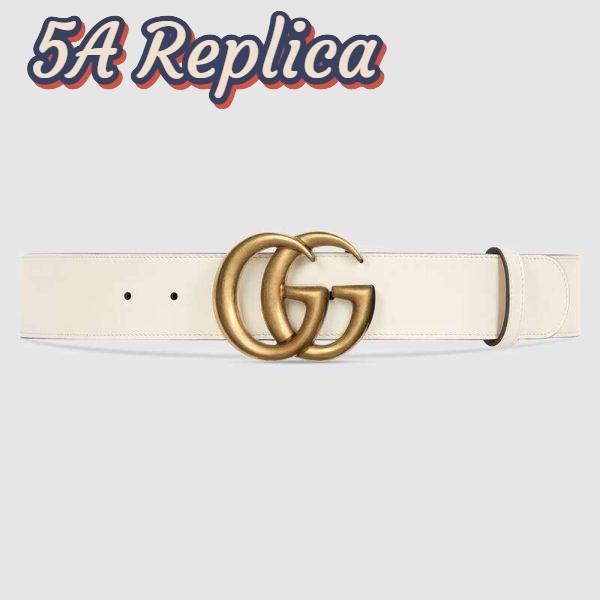 Replica Gucci Unisex Leather Belt with Double G Buckle 3