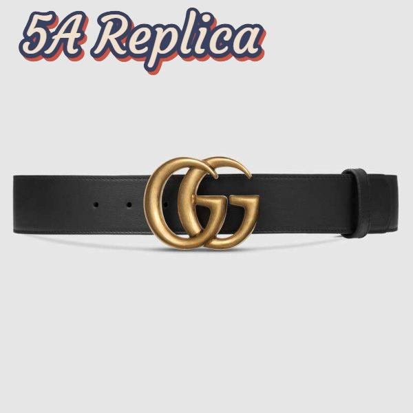 Replica Gucci Unisex Leather Belt with Double G Buckle 4