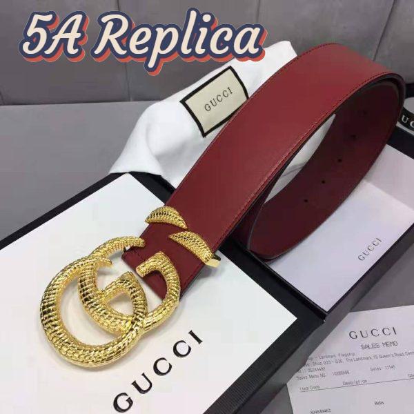 Replica Gucci Unisex Leather Belt with Double G Buckle in Burgundy Leather 7