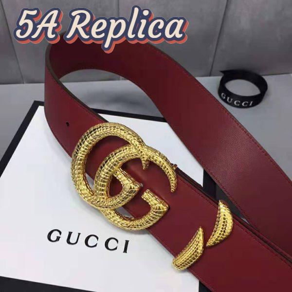 Replica Gucci Unisex Leather Belt with Double G Buckle in Burgundy Leather 8