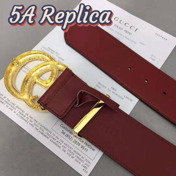 Replica Gucci Unisex Leather Belt with Double G Buckle in Burgundy Leather 10