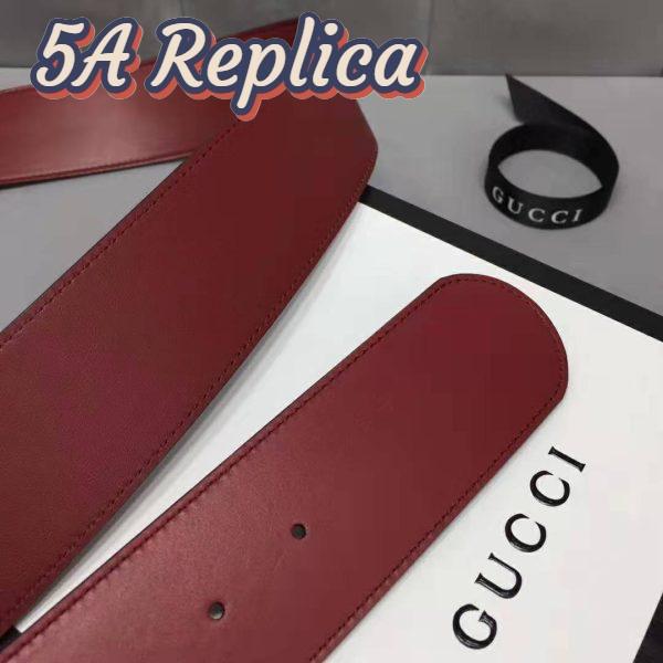 Replica Gucci Unisex Leather Belt with Double G Buckle in Burgundy Leather 11
