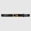 Replica Gucci Unisex Leather Belt with Double G Buckle-Black 15