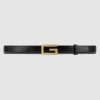 Replica Gucci Unisex Leather Belt with G Buckle-Black
