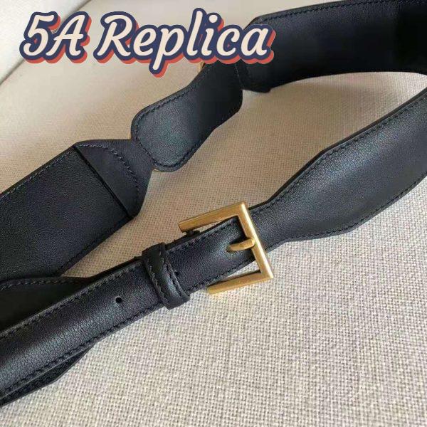 Replica Gucci Unisex Leather Belt with Horsebit in Black Smooth Leather 5