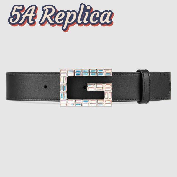 Replica Gucci Unisex Leather Belt with Square G Buckle in 3.8cm Width-Black