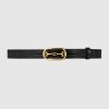 Replica Gucci Unisex Leather Belt with Square G Buckle in 3.8cm Width-Black 9