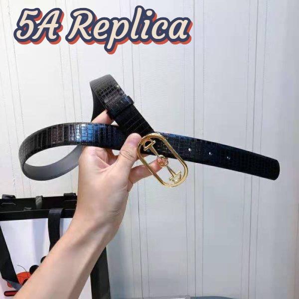 Replica Gucci Unisex Lizard Belt with Interlocking G Horsebit Buckle 2.5 cm Width Black Lizard 5