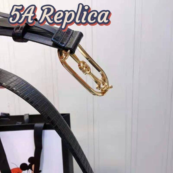 Replica Gucci Unisex Lizard Belt with Interlocking G Horsebit Buckle 2.5 cm Width Black Lizard 7