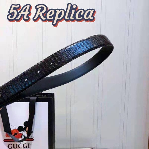 Replica Gucci Unisex Lizard Belt with Interlocking G Horsebit Buckle 2.5 cm Width Black Lizard 8