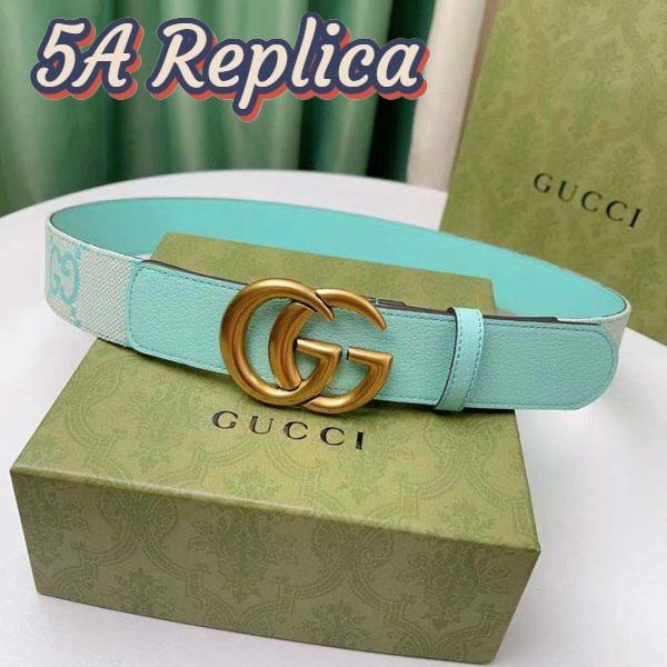 Replica Gucci Unisex Marmont Jumbo GG Belt Beige Mint Canvas Double G 3