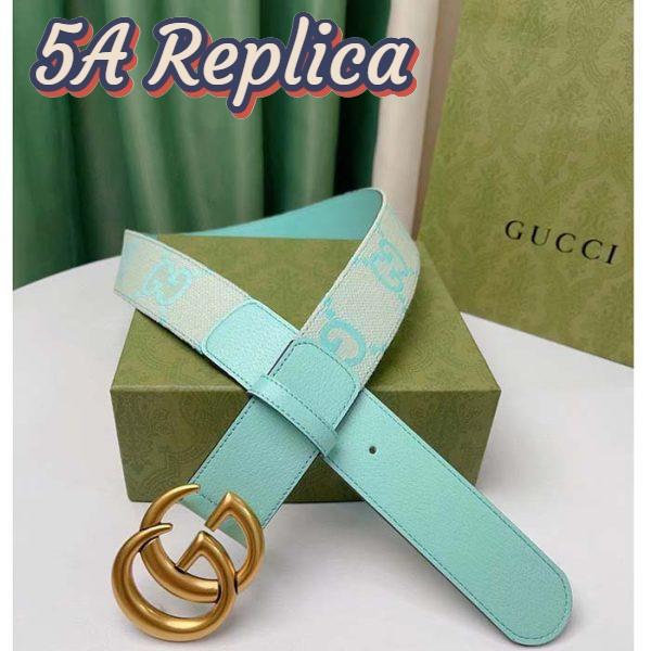 Replica Gucci Unisex Marmont Jumbo GG Belt Beige Mint Canvas Double G 5