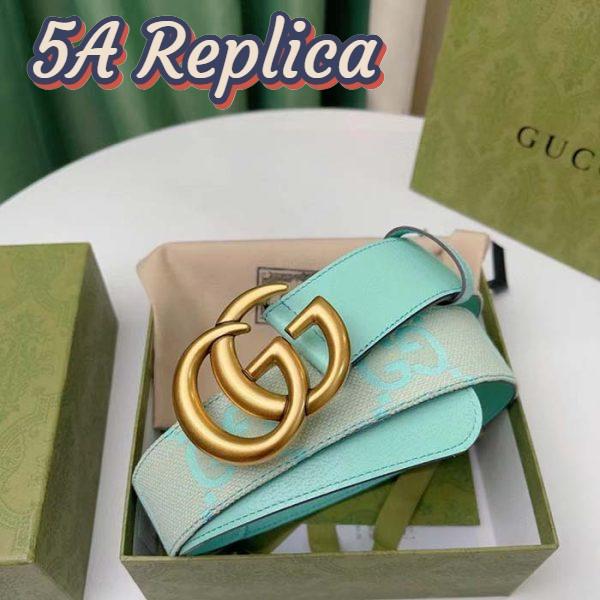 Replica Gucci Unisex Marmont Jumbo GG Belt Beige Mint Canvas Double G 6