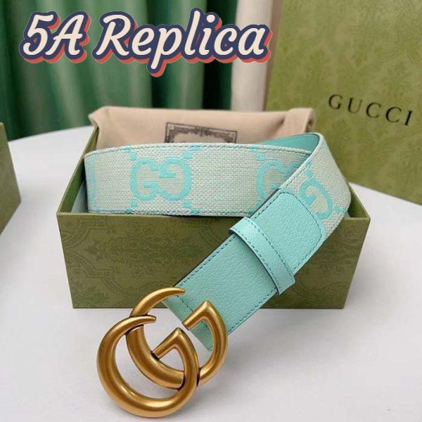 Replica Gucci Unisex Marmont Jumbo GG Belt Beige Mint Canvas Double G 7