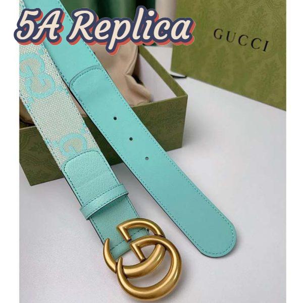 Replica Gucci Unisex Marmont Jumbo GG Belt Beige Mint Canvas Double G 8