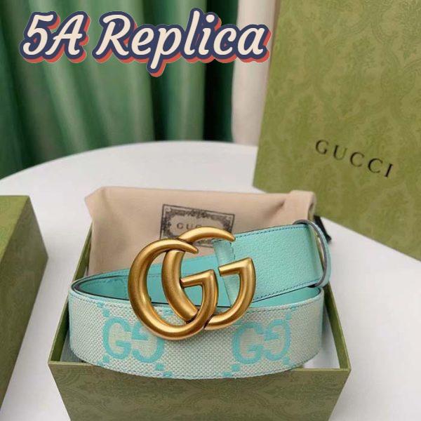 Replica Gucci Unisex Marmont Jumbo GG Belt Beige Mint Canvas Double G 9