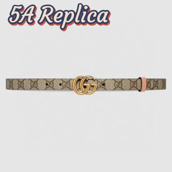 Replica Gucci Unisex Marmont Reversible Thin Belt Beige Ebony GG Supreme Canvas