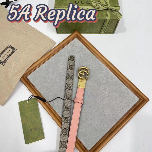Replica Gucci Unisex Marmont Reversible Thin Belt Beige Ebony GG Supreme Canvas 7