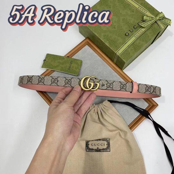 Replica Gucci Unisex Marmont Reversible Thin Belt Beige Ebony GG Supreme Canvas 8