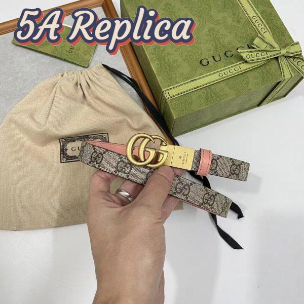 Replica Gucci Unisex Marmont Reversible Thin Belt Beige Ebony GG Supreme Canvas 10