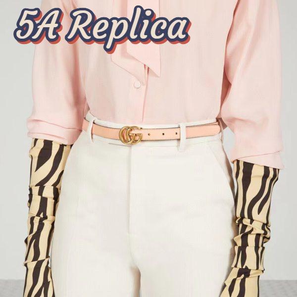 Replica Gucci Unisex Marmont Reversible Thin Belt Beige Ebony GG Supreme Canvas 11