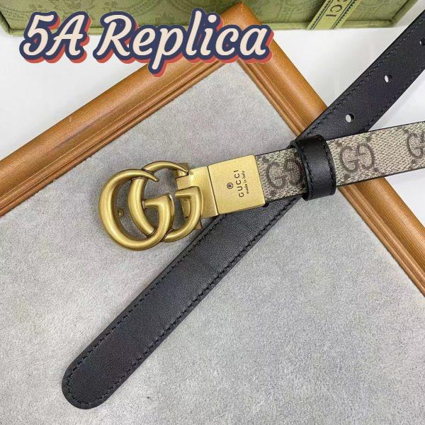 Replica Gucci Unisex Marmont Reversible Thin Belt Black Beige Ebony GG Supreme Canvas 4