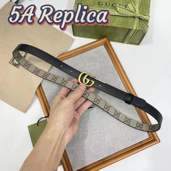 Replica Gucci Unisex Marmont Reversible Thin Belt Black Beige Ebony GG Supreme Canvas 8