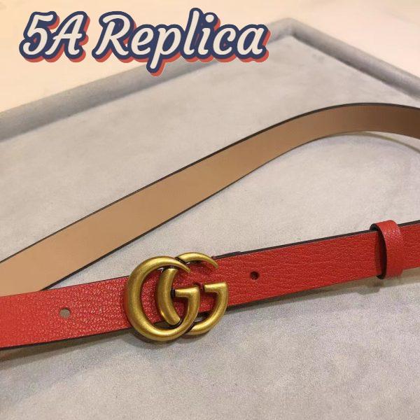 Replica Gucci Unisex Marmont Reversible Thin Belt Red Leather Double G Buckle 5