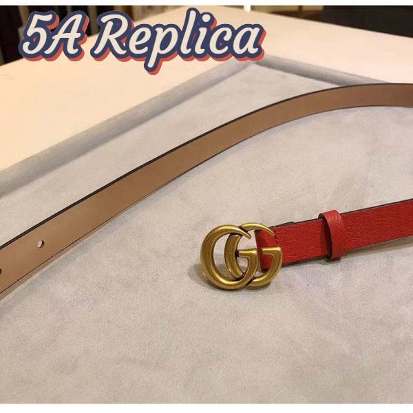 Replica Gucci Unisex Marmont Reversible Thin Belt Red Leather Double G Buckle 7