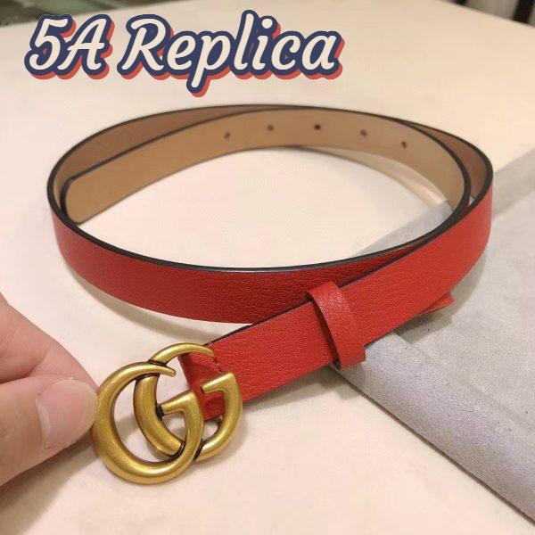 Replica Gucci Unisex Marmont Reversible Thin Belt Red Leather Double G Buckle 9